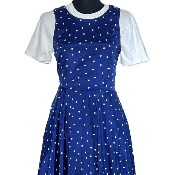 Dee Elle - Navy Blue Polka Dot Dress - Medium - Picture 2 of 5